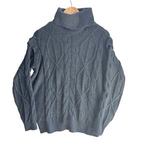 And Now This Sweater‎ Gray Cable Knit Turtleneck Pullover Cozy 1X NWOT